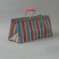 SAC TOTE RAYÉ - WIDE - ROUGE & BLEU - PLASTIQUE RECYCLÉ - PUEBCO