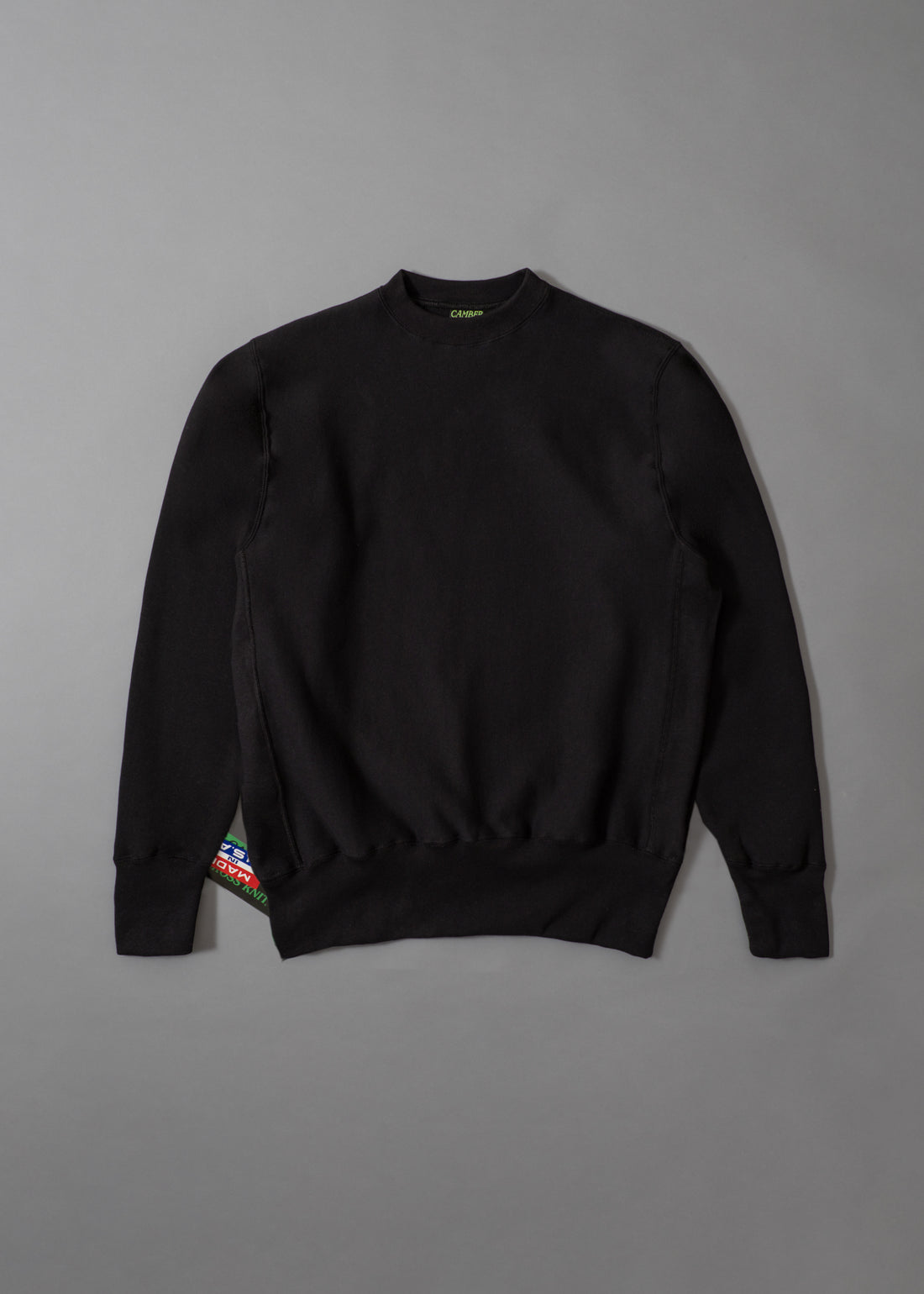 SWEATSHIRT EPAIS COL ROND - NOIR - Cross-Knit® heavyweight 12 OZ  - CAMBER USA