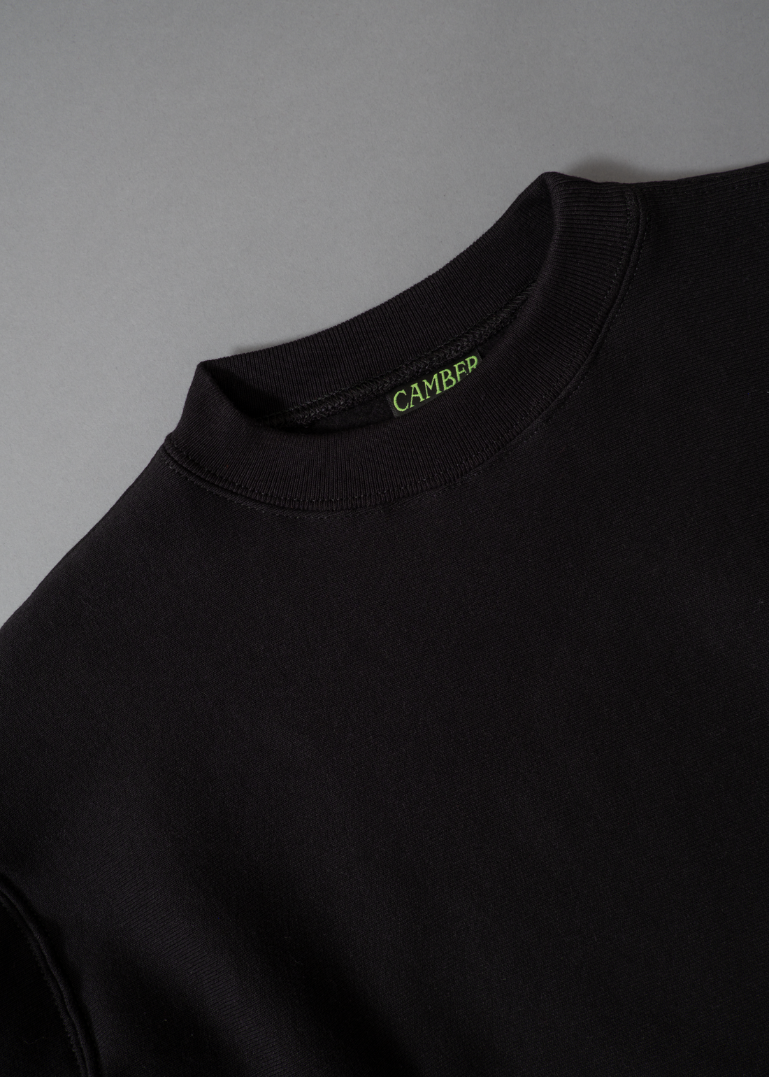SWEATSHIRT EPAIS COL ROND - NOIR - Cross-Knit® heavyweight 12 OZ  - CAMBER USA
