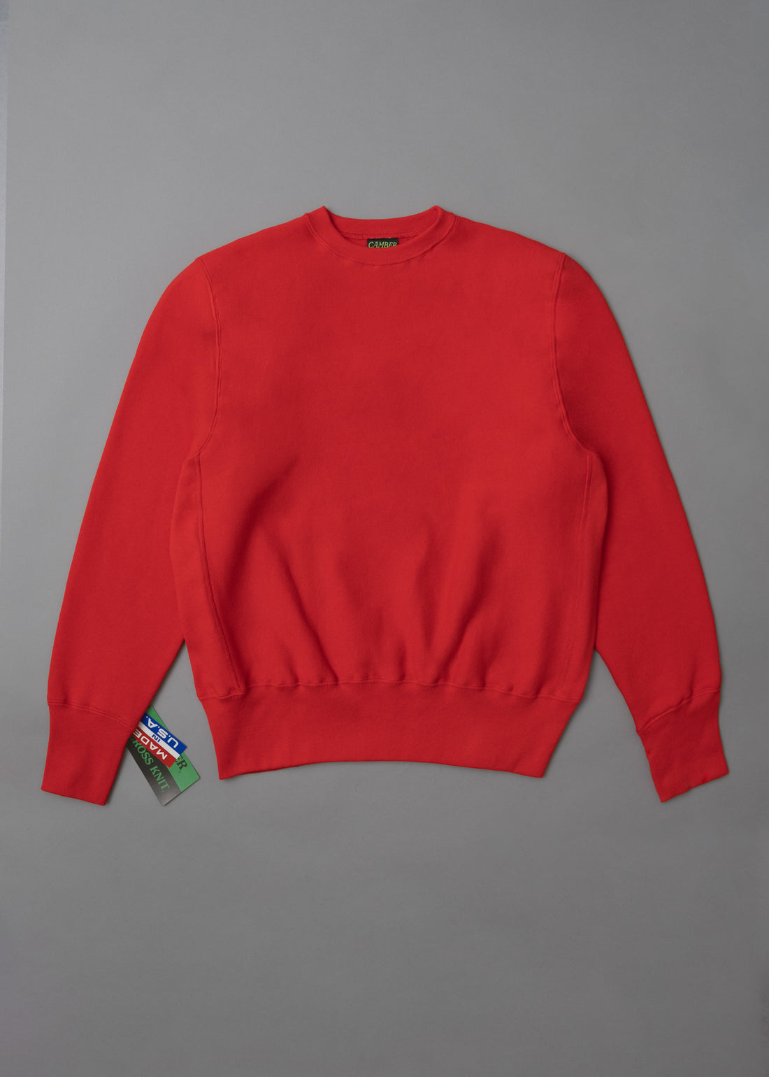 SWEATSHIRT EPAIS COL ROND - ROUGE - Cross-Knit® heavyweight 12 OZ  - CAMBER USA