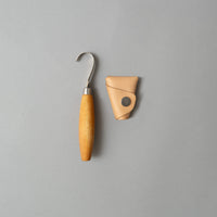 COUTEAU CROCHE DROITIER pour sculpter le bois, avec étui en cuir - carving hook 164 - MORAKNIV