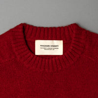 PULL EN LAINE SHETLAND - "SHAGGY" - ROUGE - MAGASIN VIVANT!