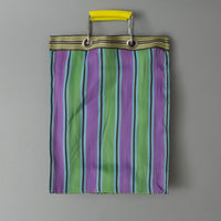SAC TOTE RAYÉ - HAUT & FIN - VERT & PURPLE - PLASTIQUE RECYCLÉ - PUEBCO