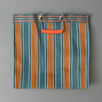 SAC TOTE RAYÉ - CARRÉ - BLEU & ORANGE - PLASTIQUE RECYCLÉ - PUEBCO
