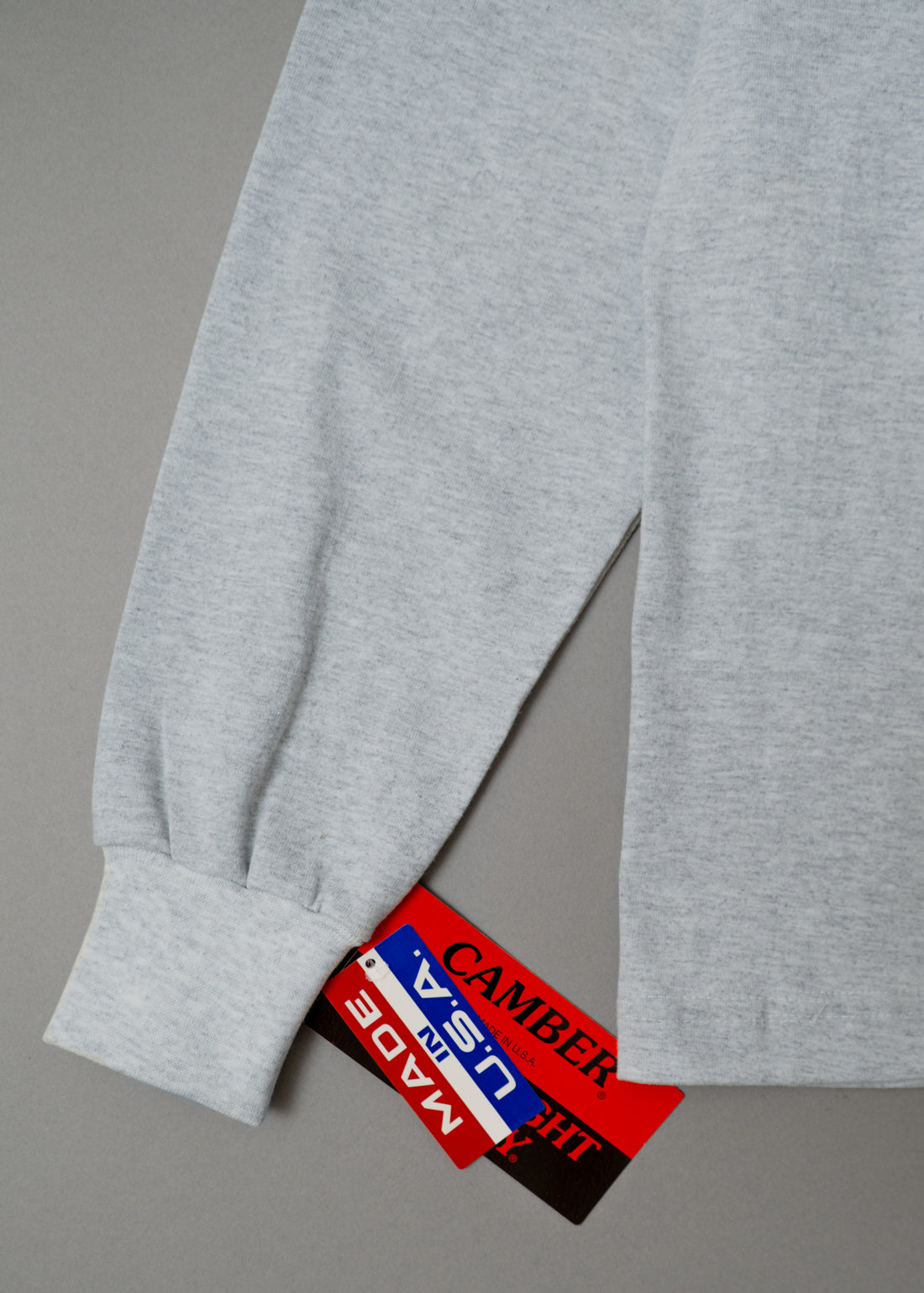T-SHIRT EPAIS - GRIS CHINE - MANCHES LONGUES - MAX WEIGHT 8 OZ - CAMBER USA