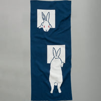 TENUGUI - LAPINS BLEUS - TISSU COTON JAPONAIS - NIWAKI