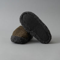 CHAUSSONS MIXTES - KAKI / NOIR - LAINE NATURELLE - COLDBREAKER