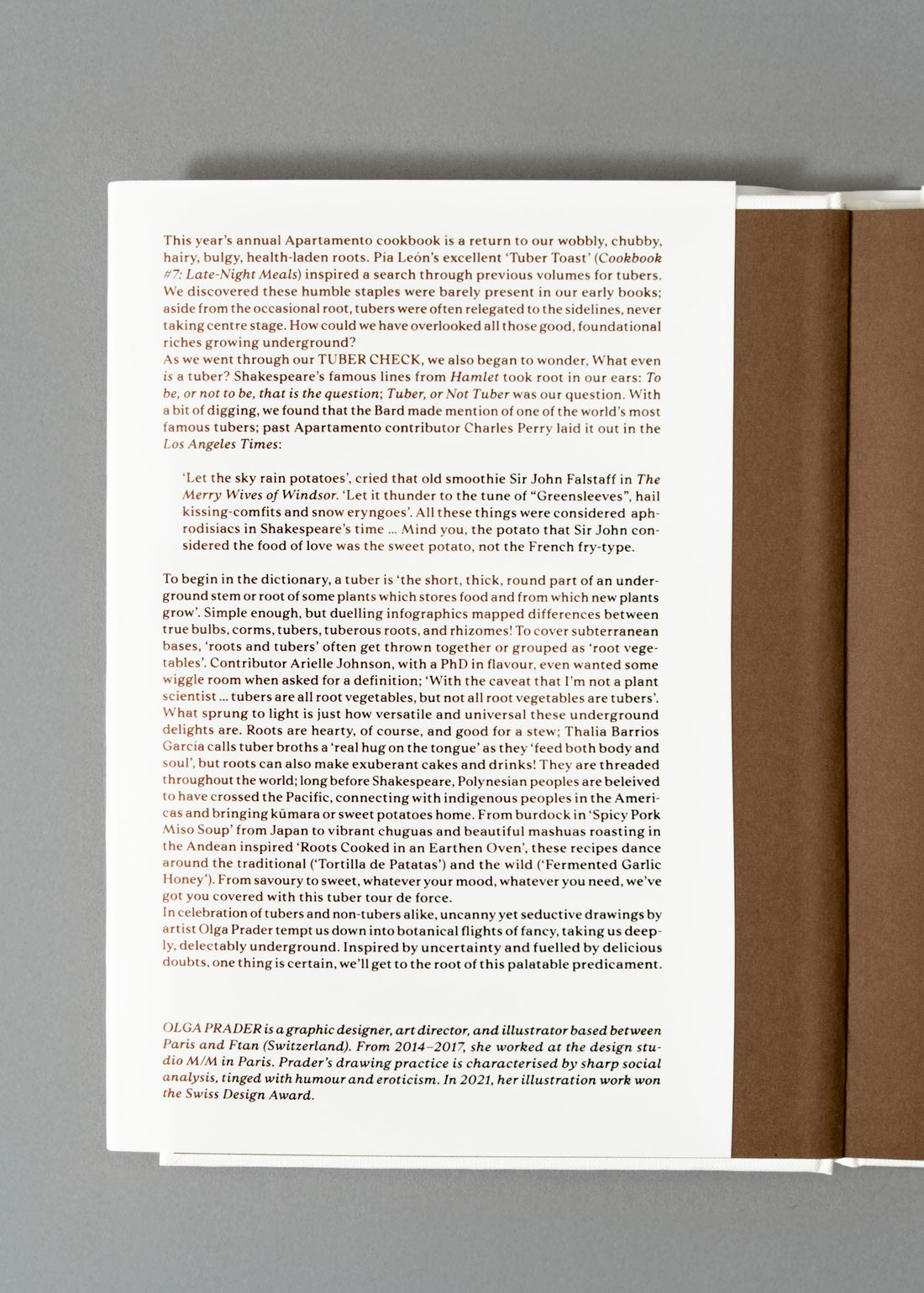 APARTAMENTO COOKBOOK #8 — TUBER, OR NOT TUBER ?