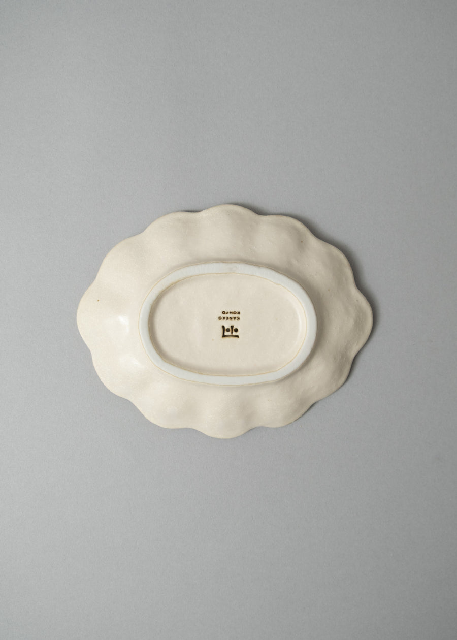 PLAT OVALE EN PORCELAINE - "RINKA" - 18 CM - KANEKO KOHYO POTTERY
