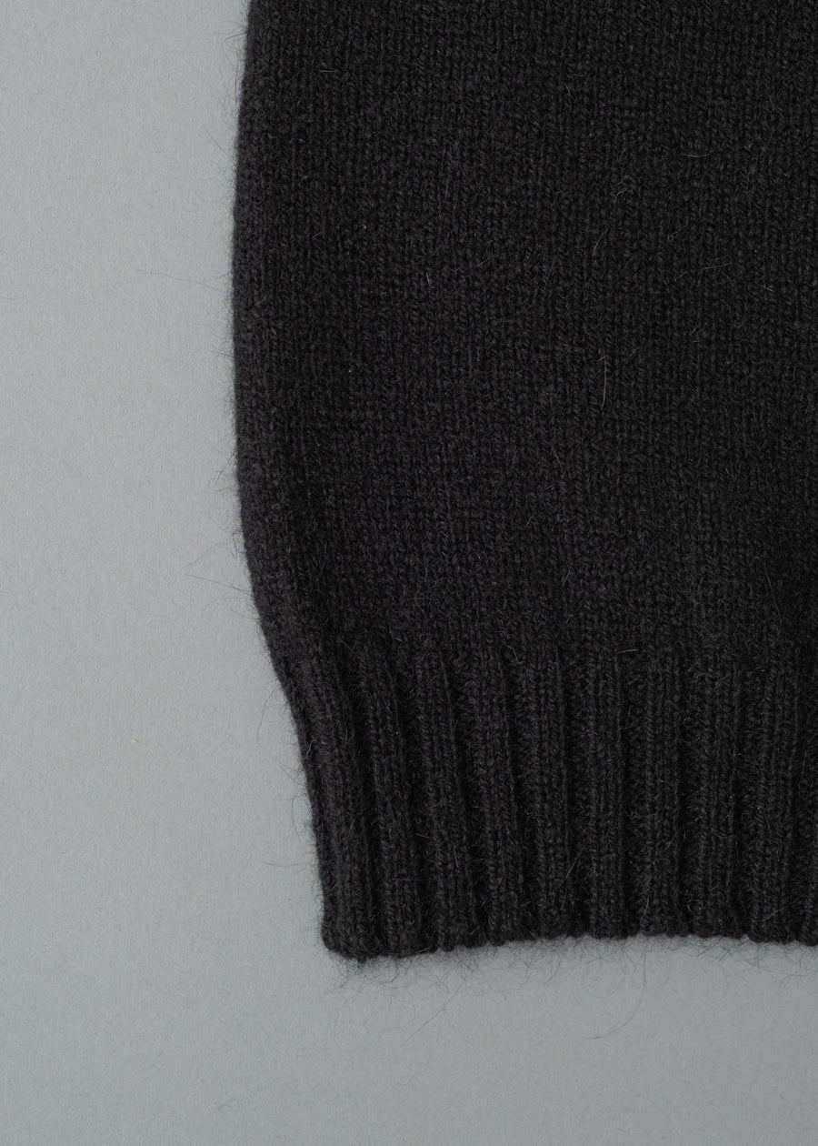 CACHE COL "STEWARTON" UNISEXE - LAINE D'AGNEAU / ANGORA - BLACK - MACKIE