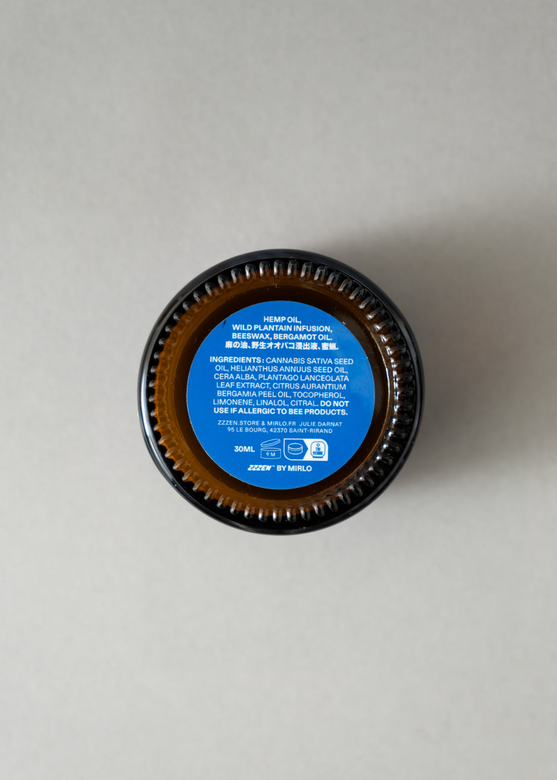 BAUME APAISANT - CALM BALM FOR ZZZENTM - BERGAMOTE & HUILE DE CHANVRE - MIRLO
