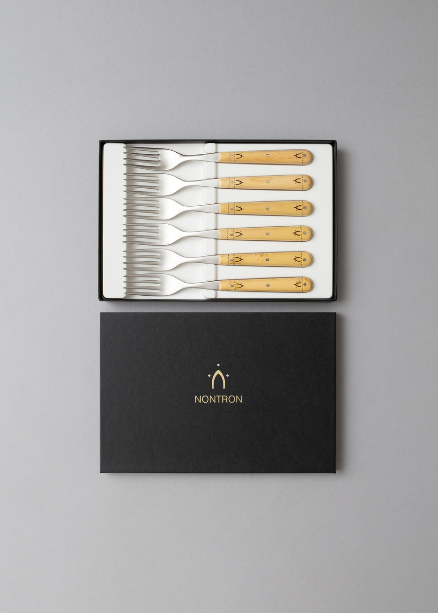 Coffret 6 fourchettes - Buis pyrogravé - NONTRON