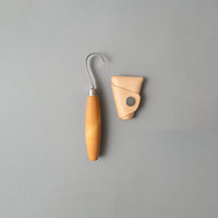 COUTEAU CROCHE GAUCHER pour sculpter le bois, avec étui en cuir - carving hook 164 - MORAKNIV