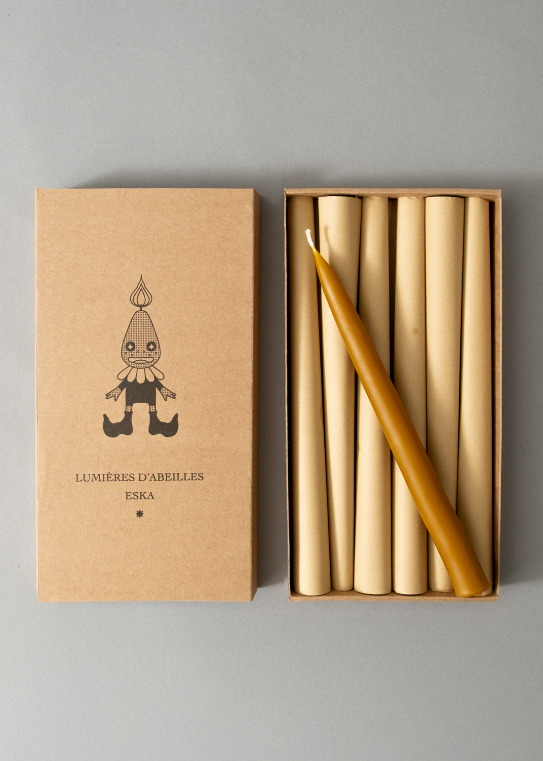 BOITE DE 6 CHANDELLES - CIRE D'ABEILLE NATURELLE - ESKA