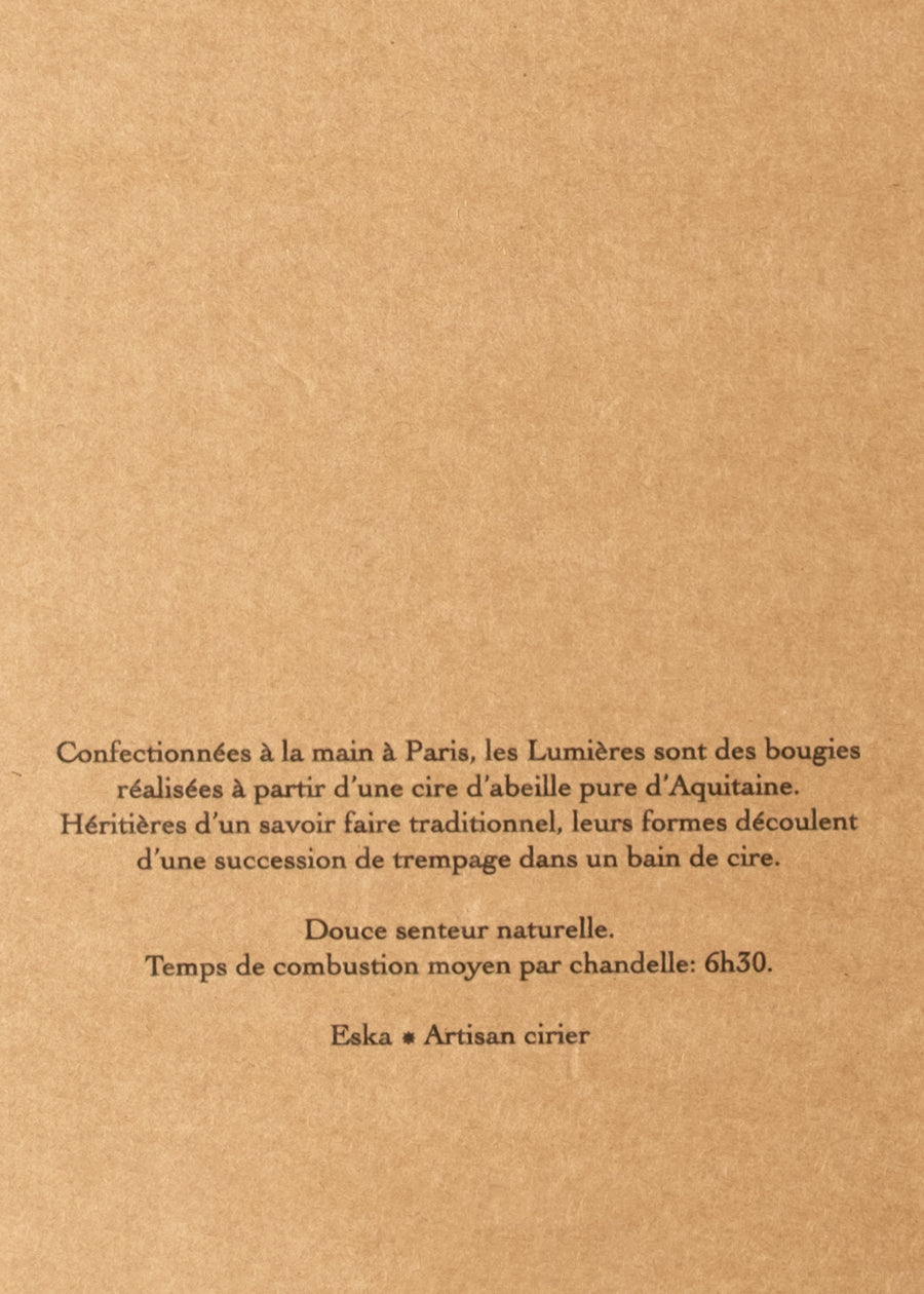 BOITE DE 6 CHANDELLES - CIRE D'ABEILLE NATURELLE - ESKA