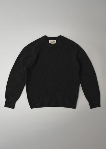 PULL EN LAINE SHETLAND - "SHAGGY" - NOIR - MAGASIN VIVANT!