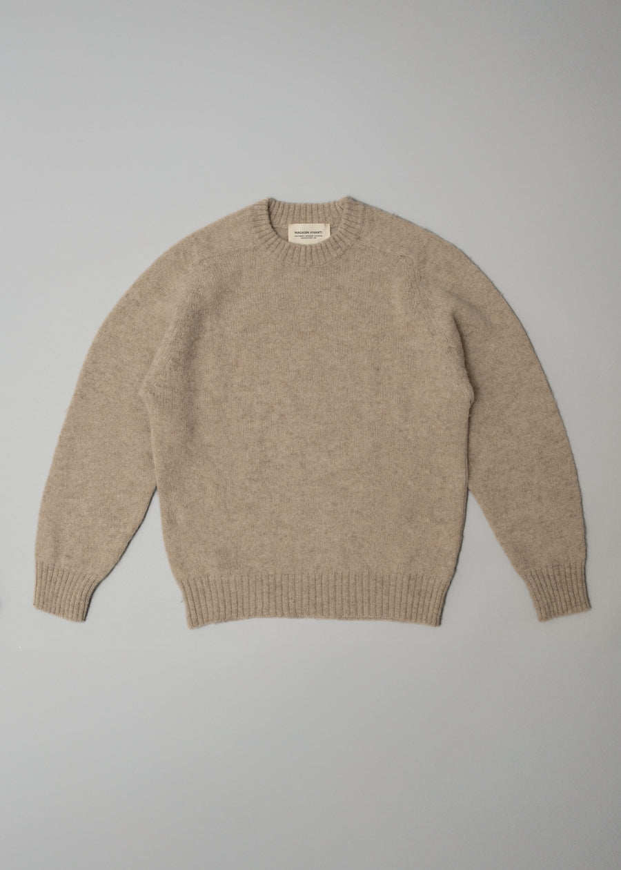 PULL EN LAINE SHETLAND - "SHAGGY" - BEIGE - MAGASIN VIVANT!
