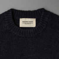 PULL EN LAINE SHETLAND - "SHAGGY" - NAVY - MAGASIN VIVANT!
