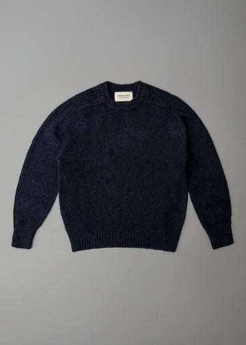 PULL EN LAINE SHETLAND - "SHAGGY" - NAVY - MAGASIN VIVANT!
