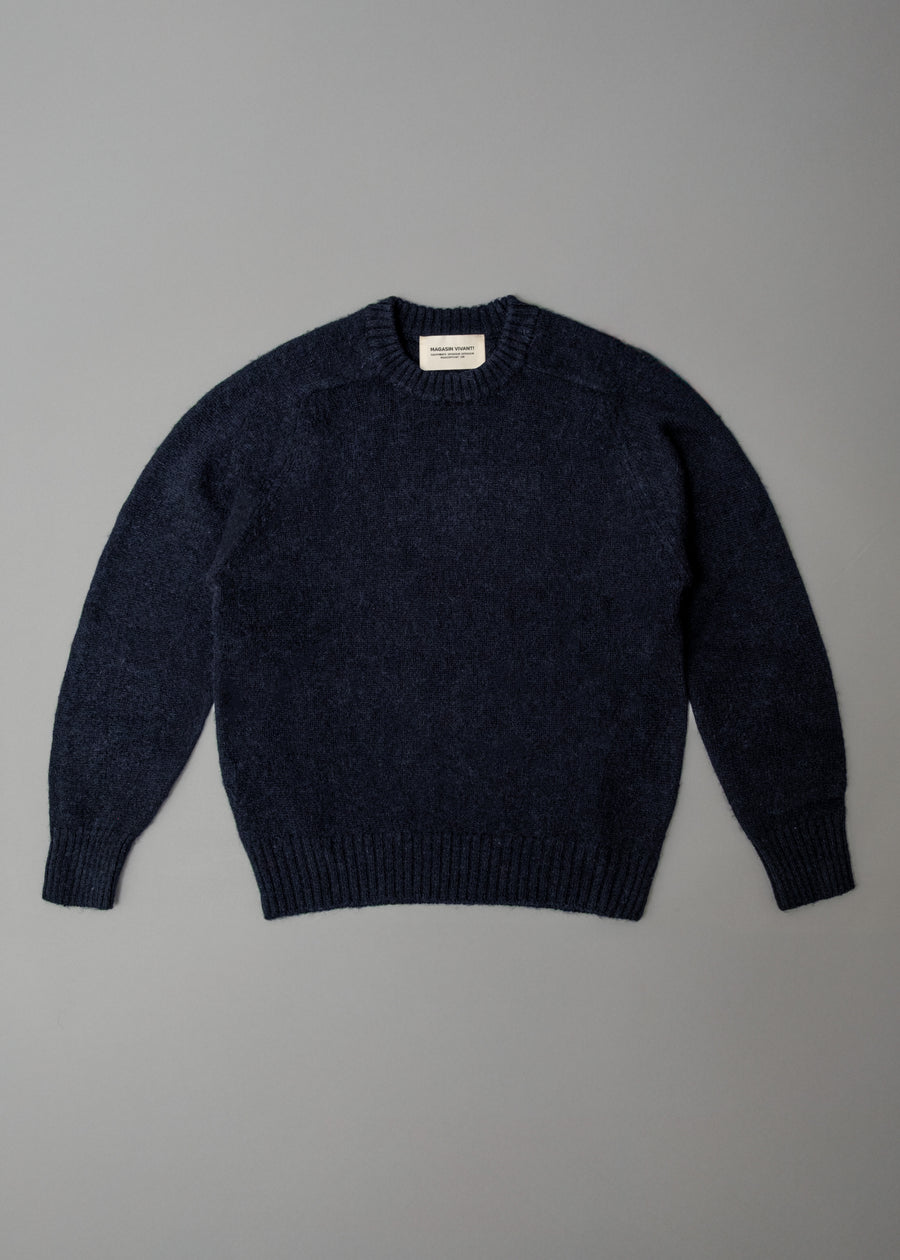 PULL EN LAINE SHETLAND - "SHAGGY" - NAVY - MAGASIN VIVANT!