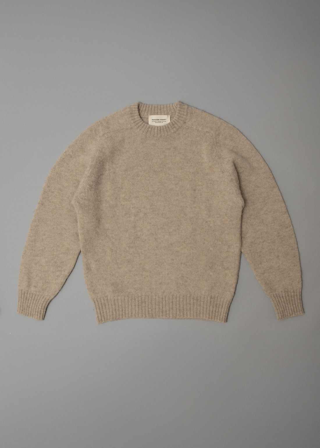 PULL EN LAINE SHETLAND - "SHAGGY" - BEIGE - MAGASIN VIVANT!