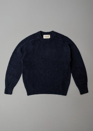 PULL EN LAINE SHETLAND - "SHAGGY" - NAVY - MAGASIN VIVANT!