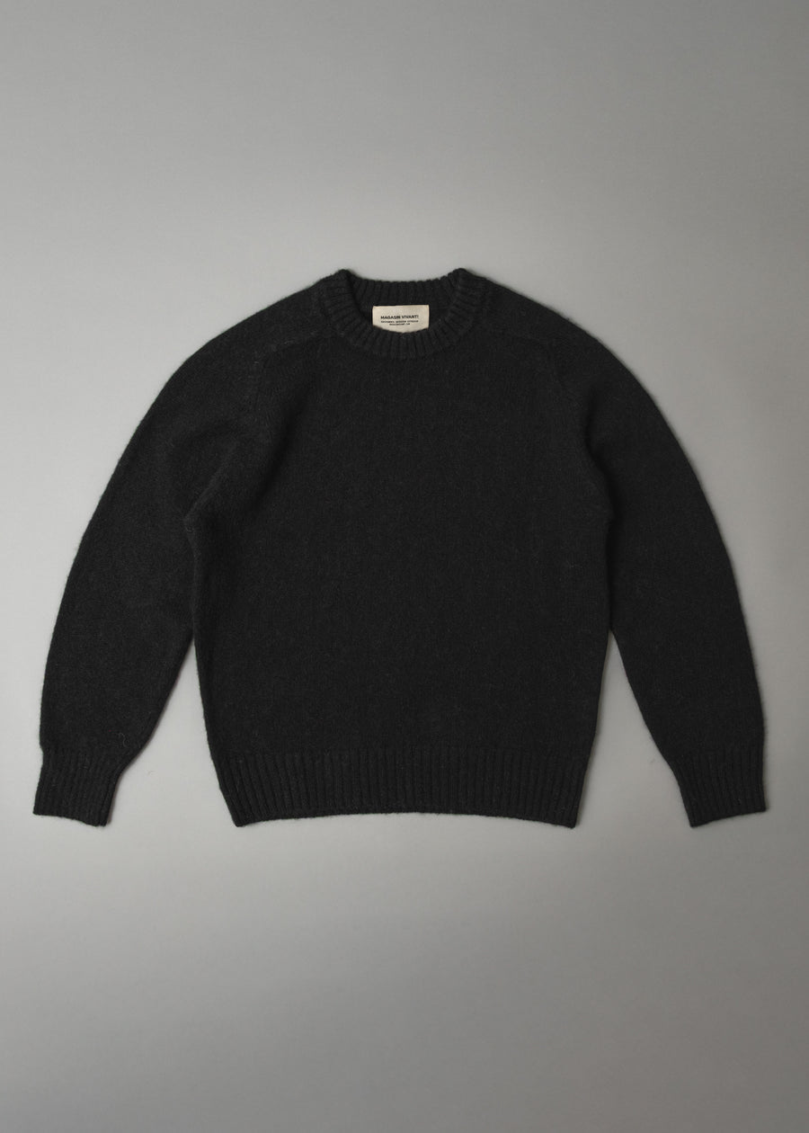 PULL EN LAINE SHETLAND - "SHAGGY" - NOIR - MAGASIN VIVANT!