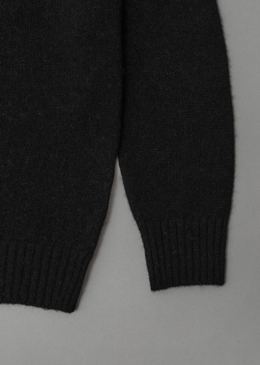 PULL EN LAINE SHETLAND - "SHAGGY" - NOIR - MAGASIN VIVANT!