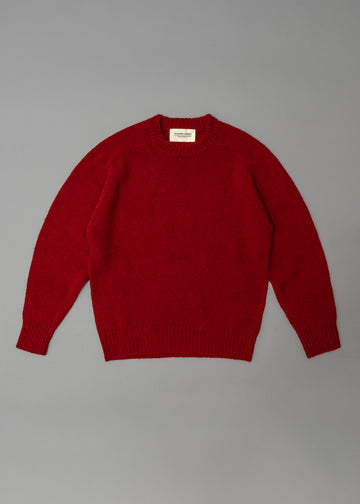 PULL EN LAINE SHETLAND - "SHAGGY" - ROUGE - MAGASIN VIVANT!