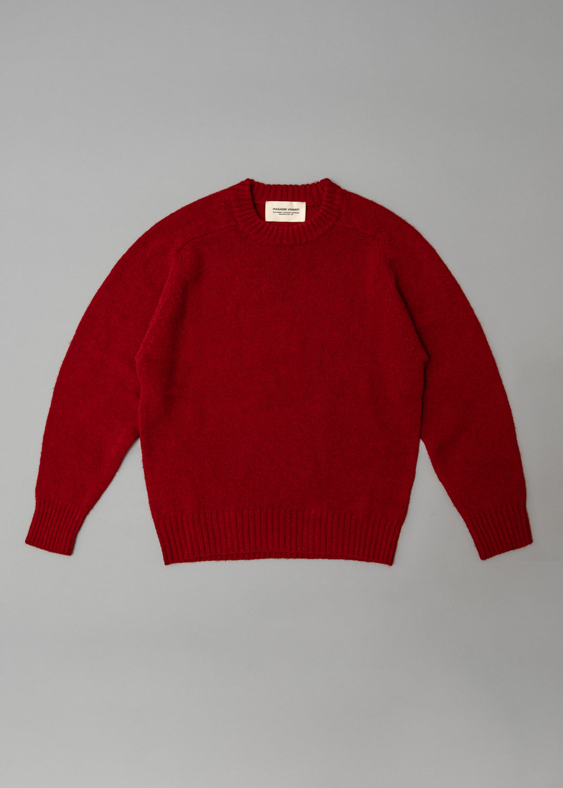 PULL EN LAINE SHETLAND - "SHAGGY" - ROUGE - MAGASIN VIVANT!