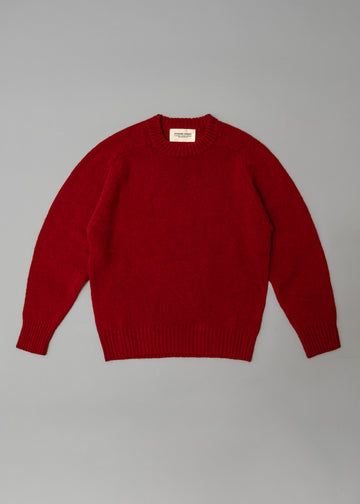PULL EN LAINE SHETLAND - "SHAGGY" - ROUGE - MAGASIN VIVANT!