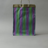 SAC TOTE RAYÉ - HAUT & FIN - VERT & PURPLE - PLASTIQUE RECYCLÉ - PUEBCO