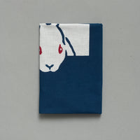 TENUGUI - LAPINS BLEUS - TISSU COTON JAPONAIS - NIWAKI