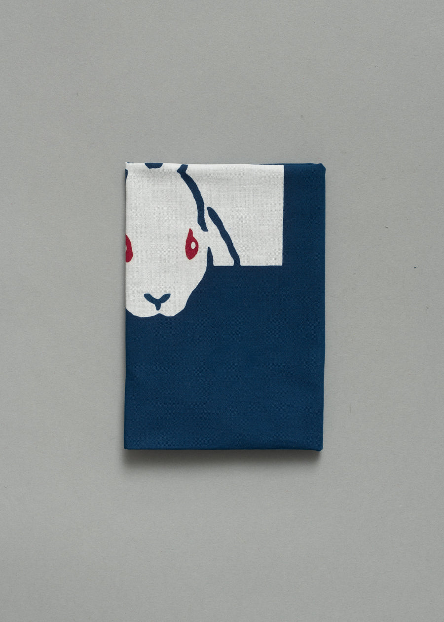 TENUGUI - LAPINS BLEUS - TISSU COTON JAPONAIS - NIWAKI