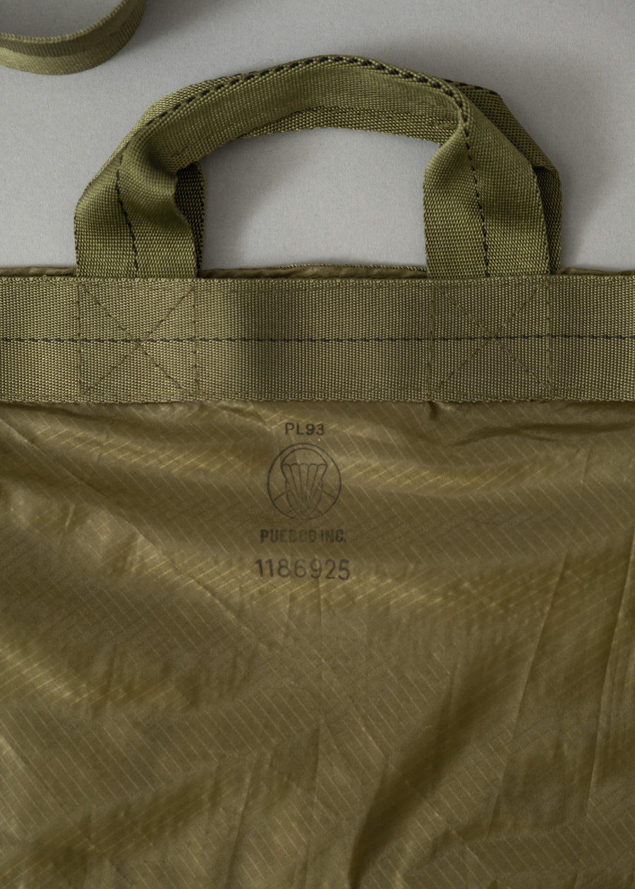 SAC TOTE ULTRA LEGER - TOILE DE PARACHUTE VINTAGE - 2-WAY BAG - OLIVE - PUEBCO